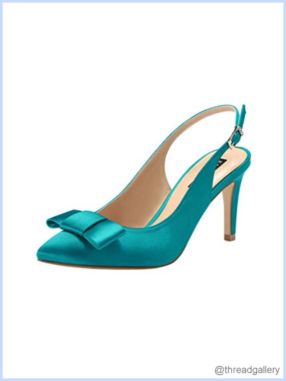 Pointy Toe Slingback Satin Pumps Mid Heels Bow Wedding Evening